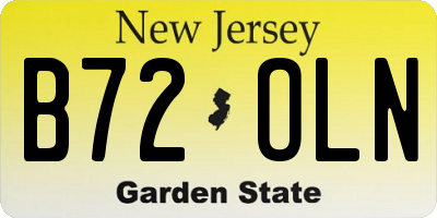 NJ license plate B72OLN
