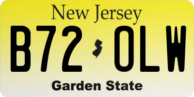 NJ license plate B72OLW