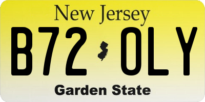 NJ license plate B72OLY