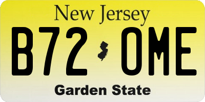 NJ license plate B72OME