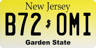 NJ license plate B72OMI