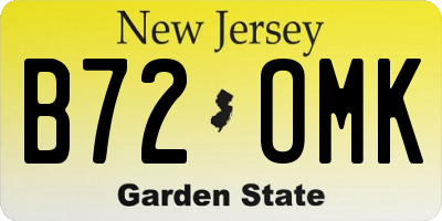 NJ license plate B72OMK