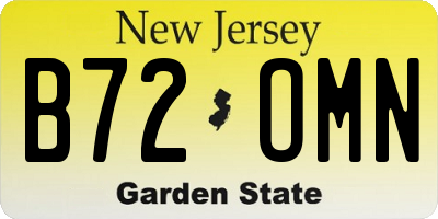 NJ license plate B72OMN