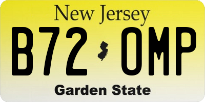 NJ license plate B72OMP