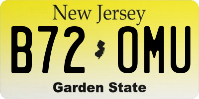 NJ license plate B72OMU