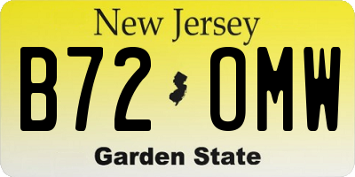 NJ license plate B72OMW