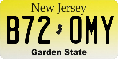 NJ license plate B72OMY