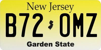 NJ license plate B72OMZ