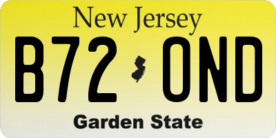 NJ license plate B72OND