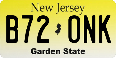 NJ license plate B72ONK