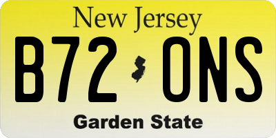 NJ license plate B72ONS