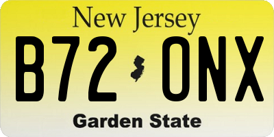 NJ license plate B72ONX