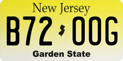 NJ license plate B72OOG