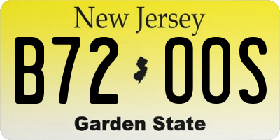 NJ license plate B72OOS