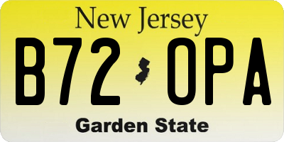 NJ license plate B72OPA