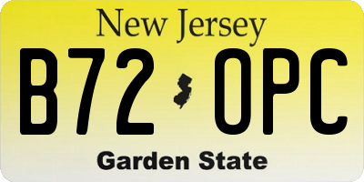 NJ license plate B72OPC