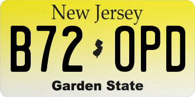 NJ license plate B72OPD