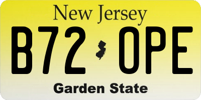 NJ license plate B72OPE