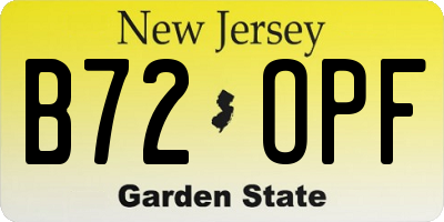 NJ license plate B72OPF