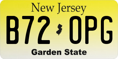 NJ license plate B72OPG