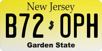 NJ license plate B72OPH