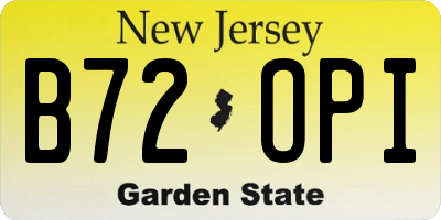 NJ license plate B72OPI