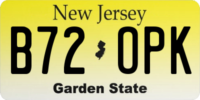 NJ license plate B72OPK