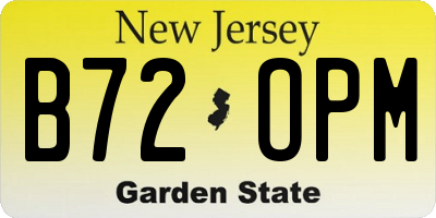 NJ license plate B72OPM