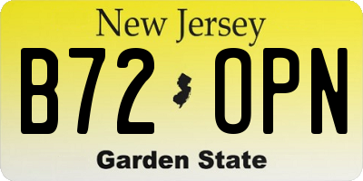 NJ license plate B72OPN
