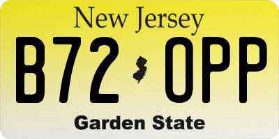 NJ license plate B72OPP