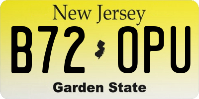 NJ license plate B72OPU