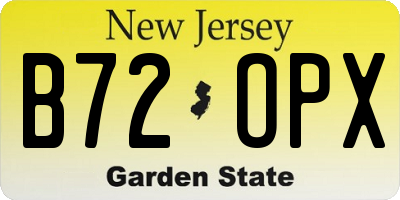 NJ license plate B72OPX