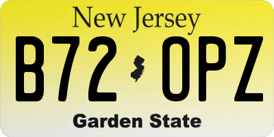 NJ license plate B72OPZ