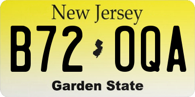 NJ license plate B72OQA