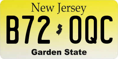 NJ license plate B72OQC