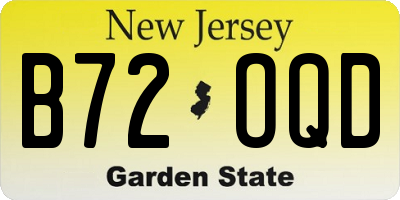 NJ license plate B72OQD