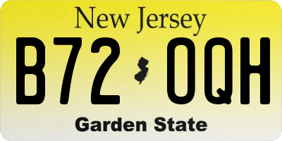 NJ license plate B72OQH