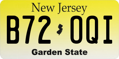 NJ license plate B72OQI
