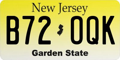 NJ license plate B72OQK