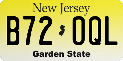 NJ license plate B72OQL