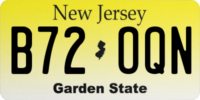 NJ license plate B72OQN