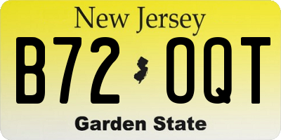 NJ license plate B72OQT