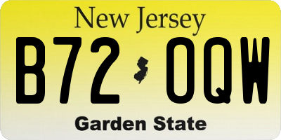 NJ license plate B72OQW