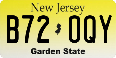 NJ license plate B72OQY