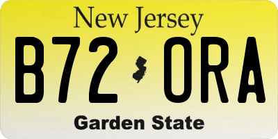 NJ license plate B72ORA