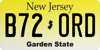 NJ license plate B72ORD