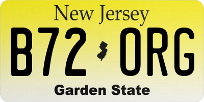 NJ license plate B72ORG