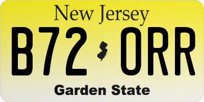NJ license plate B72ORR