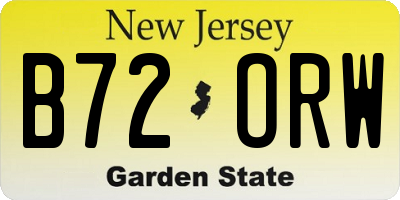 NJ license plate B72ORW