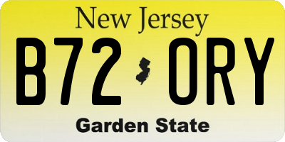 NJ license plate B72ORY